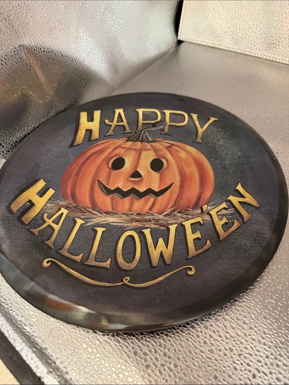 Happy Halloween Pumpkin Decorative Serving Platter - Orange